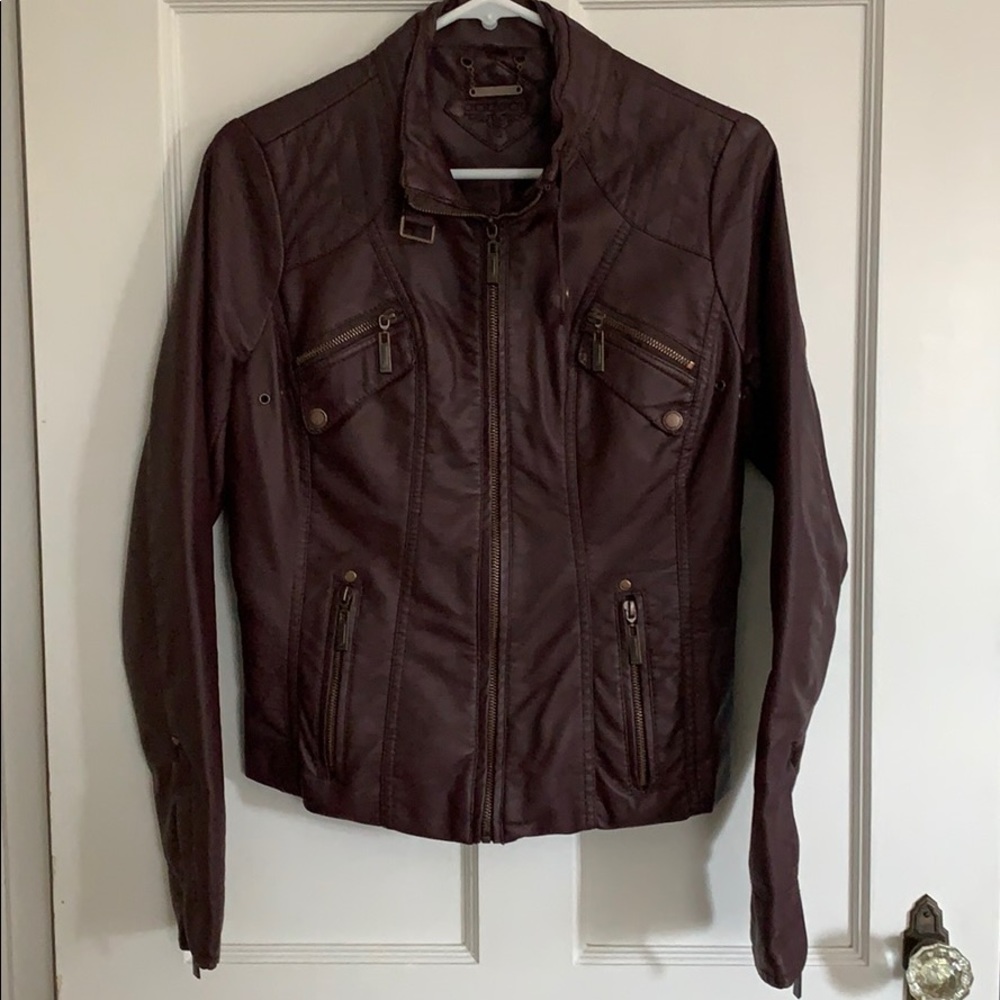 Burgundy moto jacket
